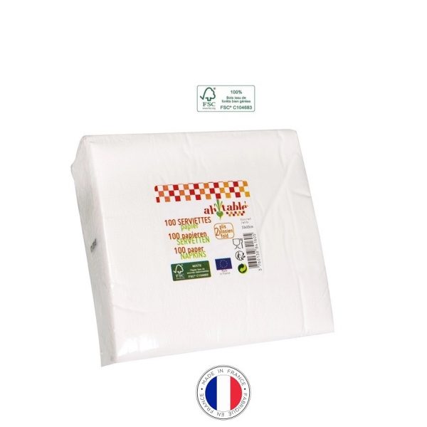 100 Serviettes blanches en papier