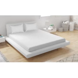 Ensemble Drap Housse + Taies d’Oreillers Blanc – 2 Places