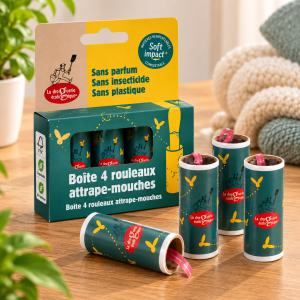 Boîte de 4 rouleaux attrape-mouches Ecologiques