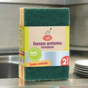 Lot De 2 Eponges Grattantes Écologiques Vertes