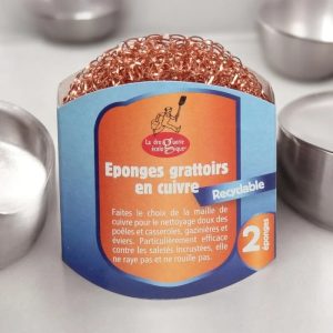Lot De 2 Grattoirs Éponge Paille De Fer À Récurer Cuivre