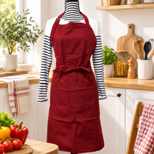 Tablier de Cuisine en Coton Bordeaux