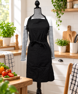 tablier-de-cuisine-et-sommelier-en-coton-noir