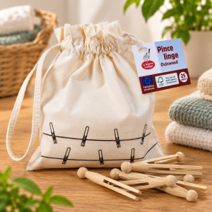 Sac De 25 Pinces À Linge Écologiques en Bois Sans Ressort