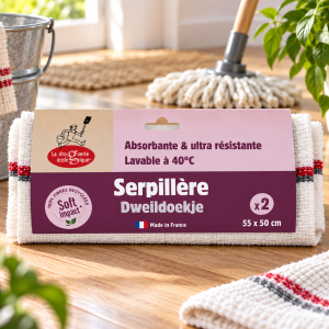 Lot De 2 Serpillières Ecologiques 100% Fibres Recyclées